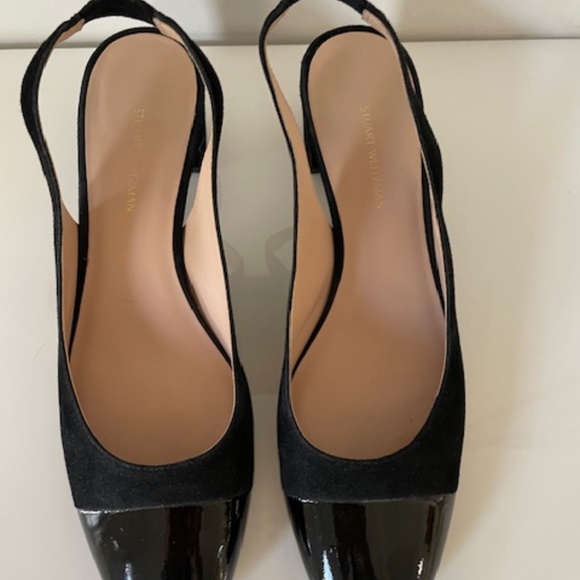 Stuart Weitzman Addy Suede and Patent Slingback Pumps - Picture 8 of 11